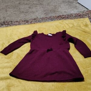 size 4t Bran Okie Dokie Burgundy Long Sleeve Dress with Ruffle Details